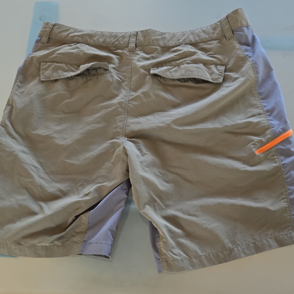 Merrell Men's Cargo Shorts in Tan and Gray with Orange Accent